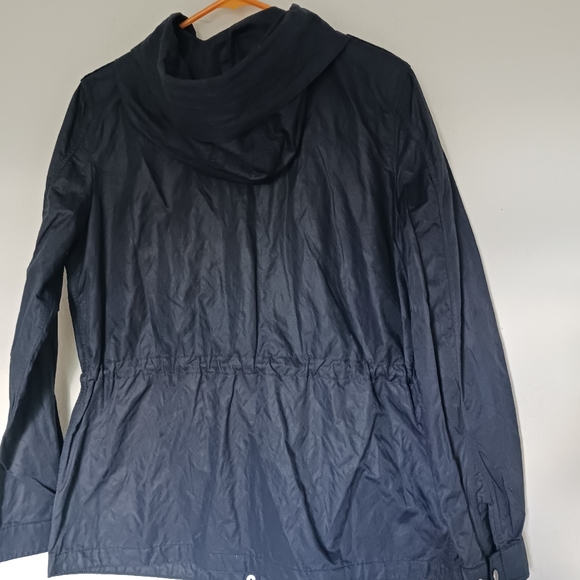 TALBOTS Jacket Women's Waxed Hooded Canvas, Sz 10 Mdnight Blue - Picture 2 of 10
